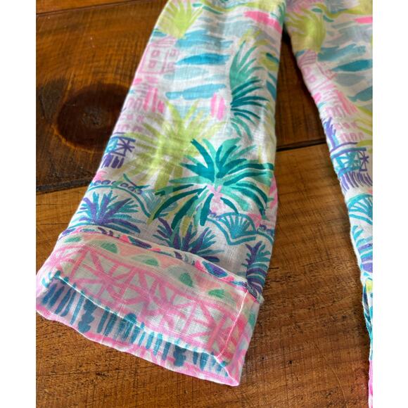 Womens Lilly Pulitzer Ocean Cove 100% Linen Tunic Blouse Top Blue Pink Size XS - Picture 8 of 13